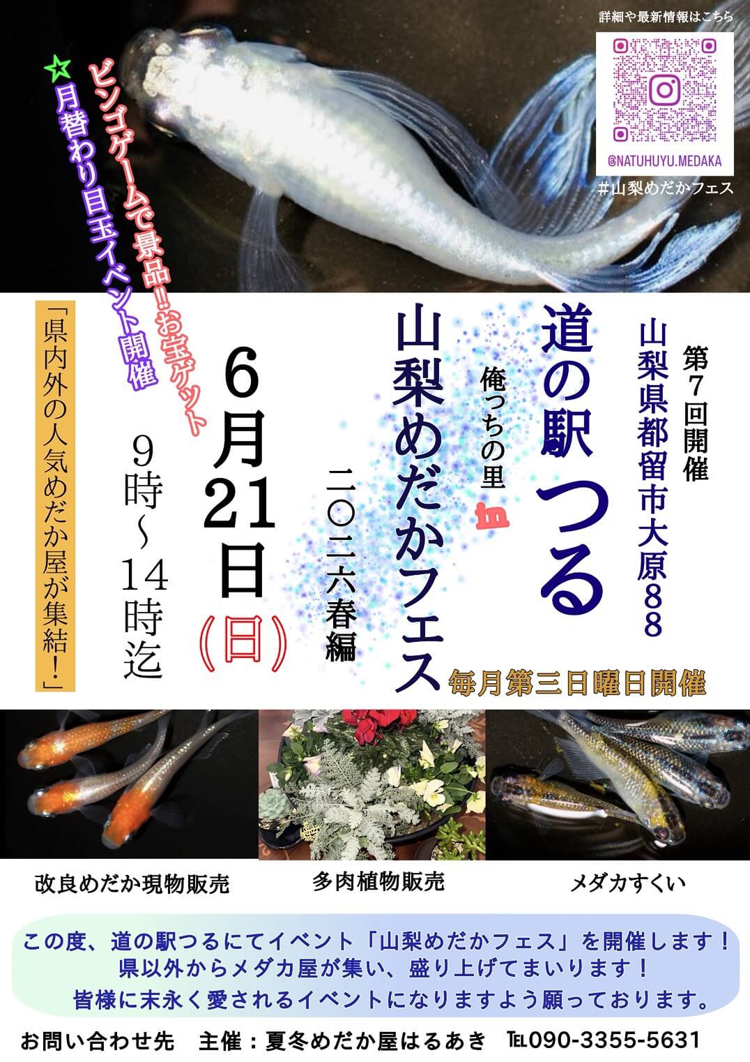 メダカ販売イベントのフライヤー広告(2026年6月