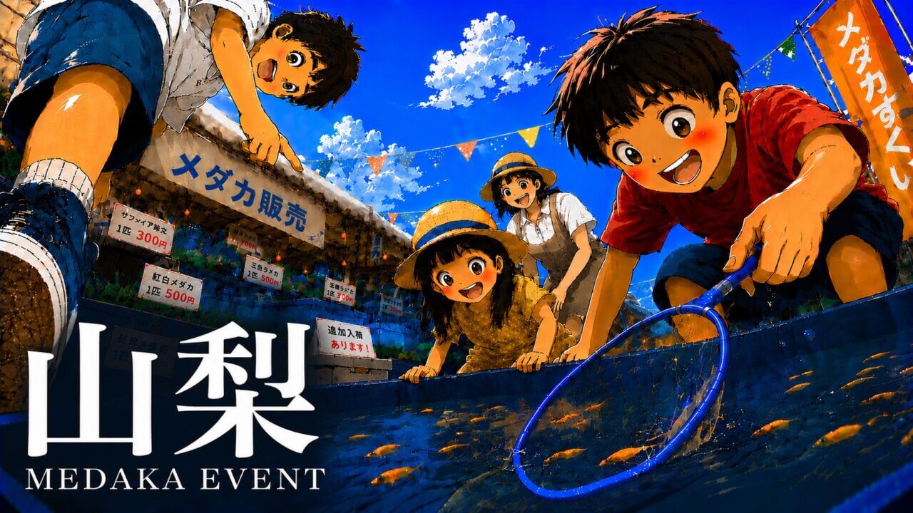 山梨県で開催するメダカ販売イベントのアイキャッチ画像