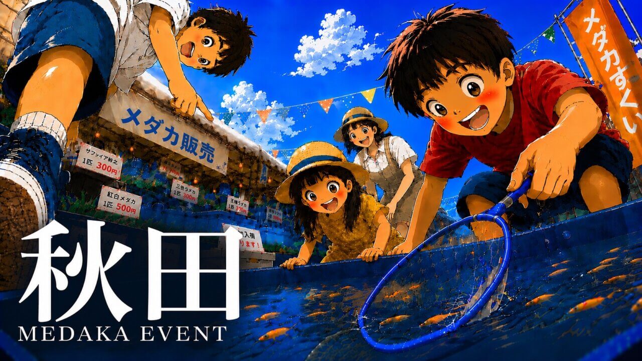 秋田県で開催するメダカ販売イベントのアイキャッチ画像