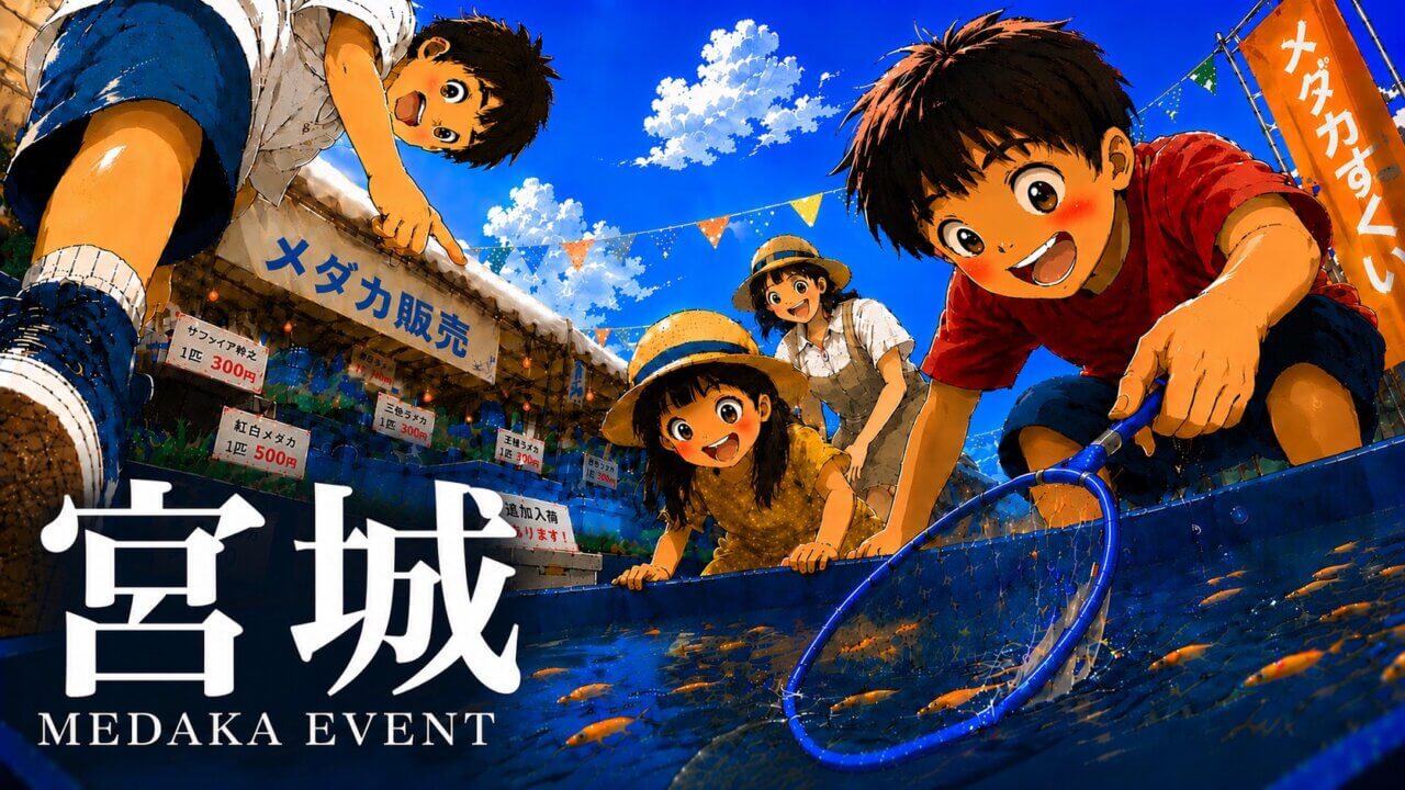 宮城県で開催するメダカ販売イベントのアイキャッチ画像