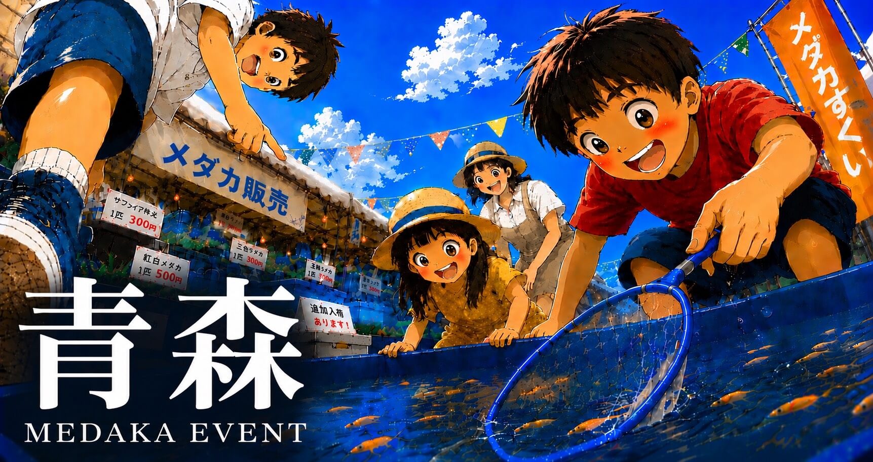 青森県で開催するメダカ販売イベントのアイキャッチ画像
