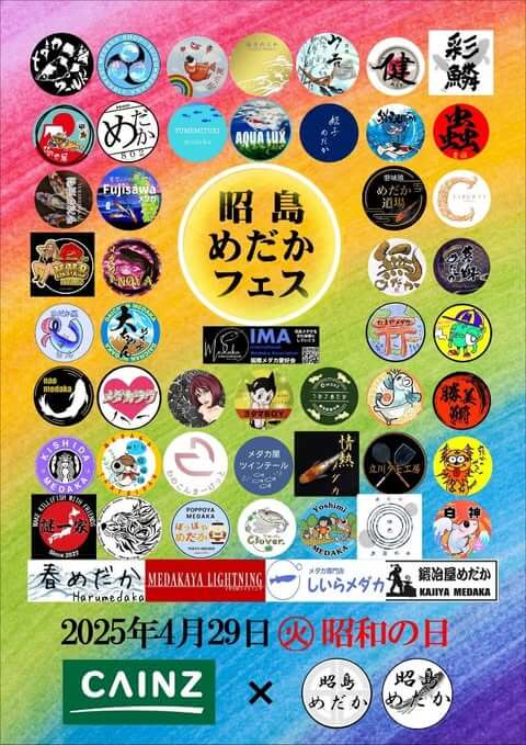 メダカ販売イベントのフライヤー広告(2025年4月開催)