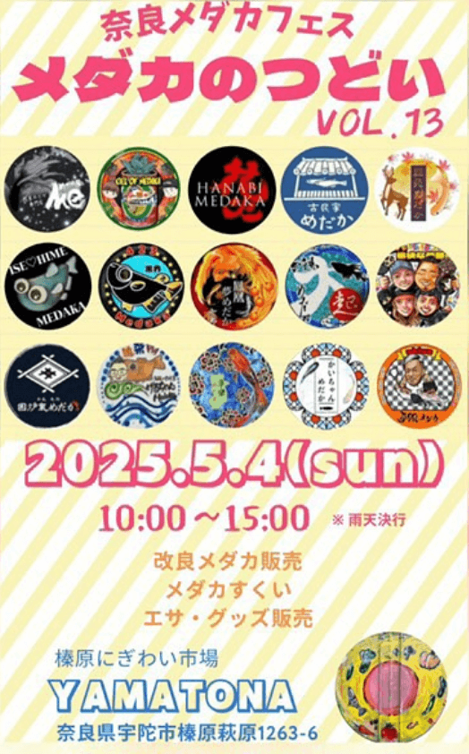 メダカ販売イベントのフライヤー広告(2025年5月開催)