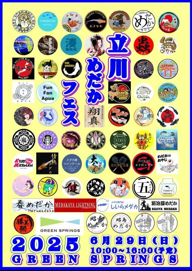 メダカ販売イベントのフライヤー広告(2025年6月開催)