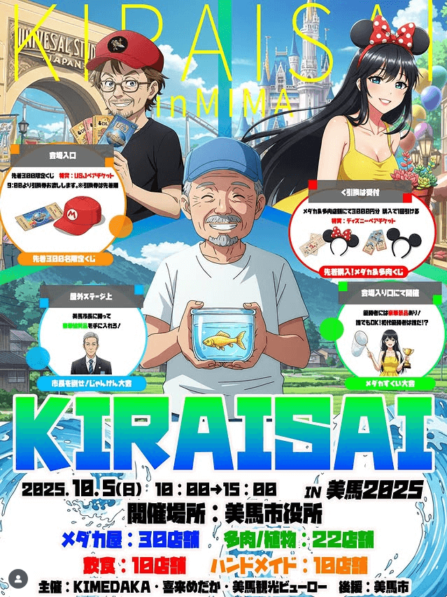 メダカ販売イベントのフライヤー広告(2025年10月開催)