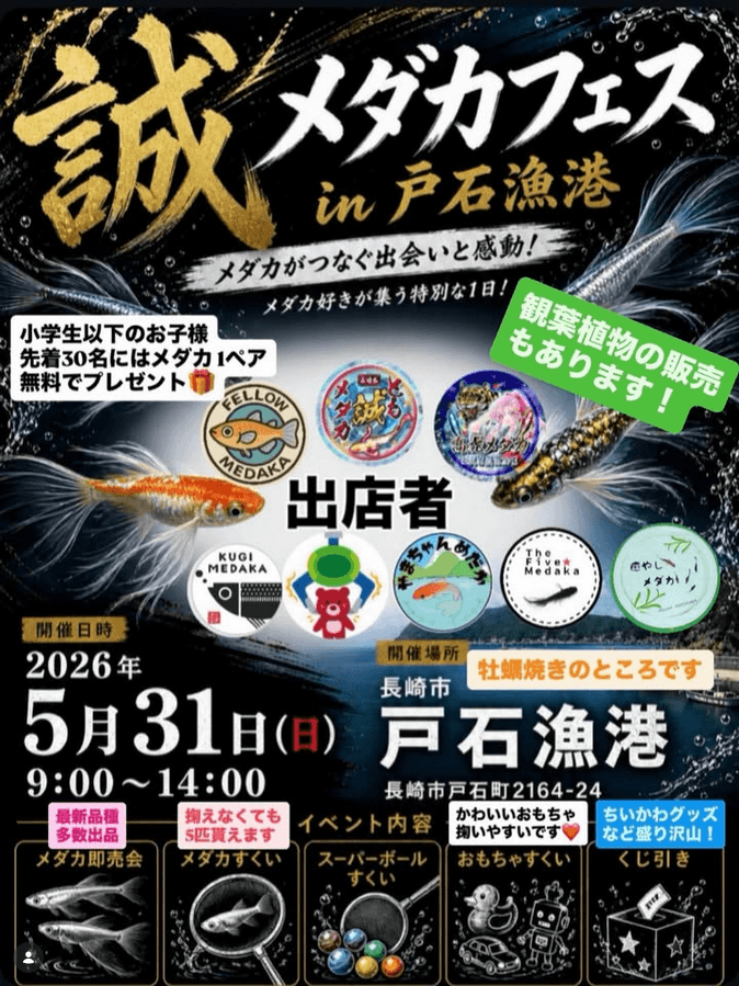誠メダカフェスのフライヤー広告(2026年5月開催)
