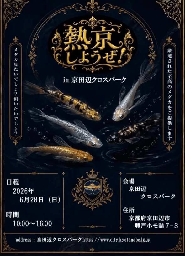 熱京しようぜメダカイベントフライヤー広告(2026年6月開催)