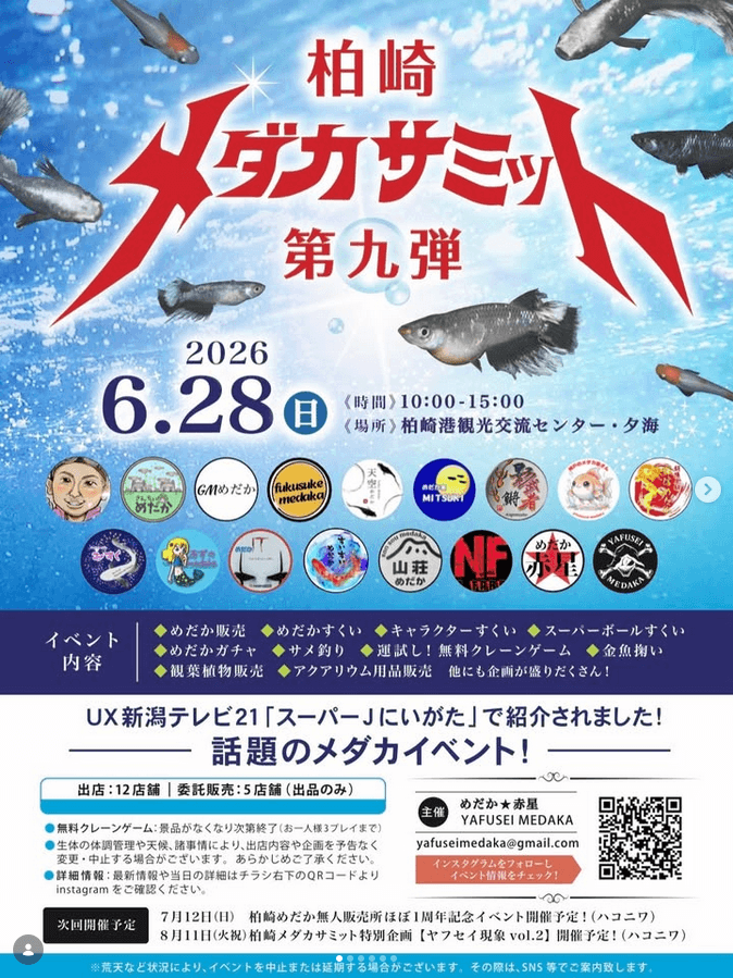 柏崎メダカサミット第9弾のフライヤー広告(2026年6月開催)