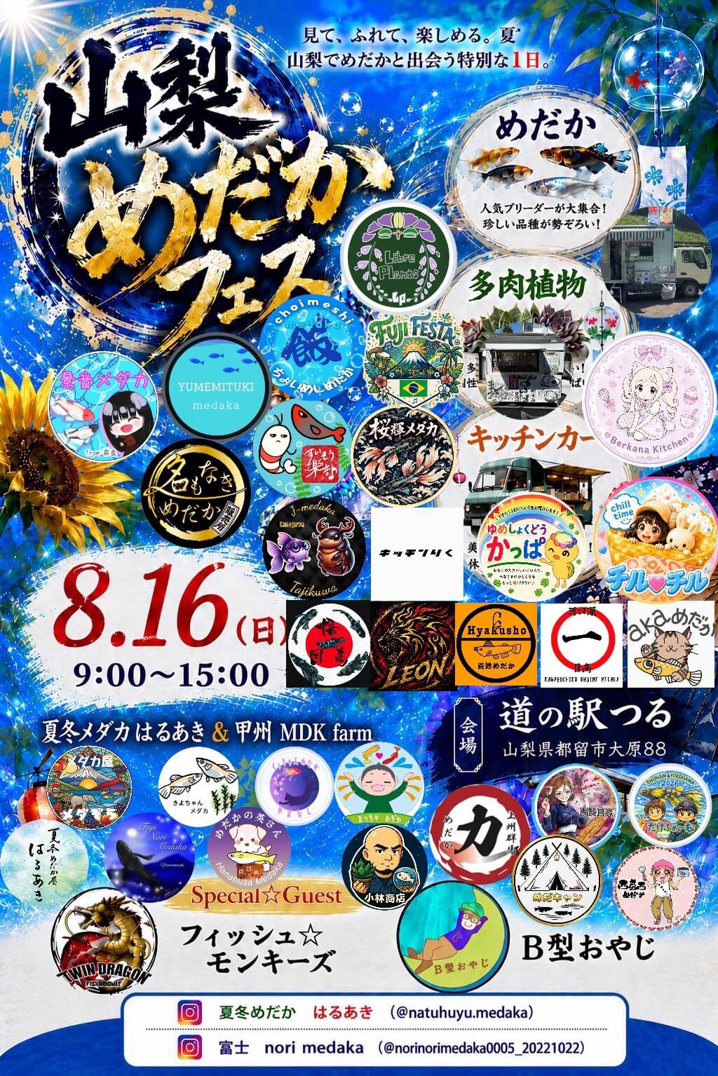 山梨めだかフェスのフライヤー広告(2026年8月開催)