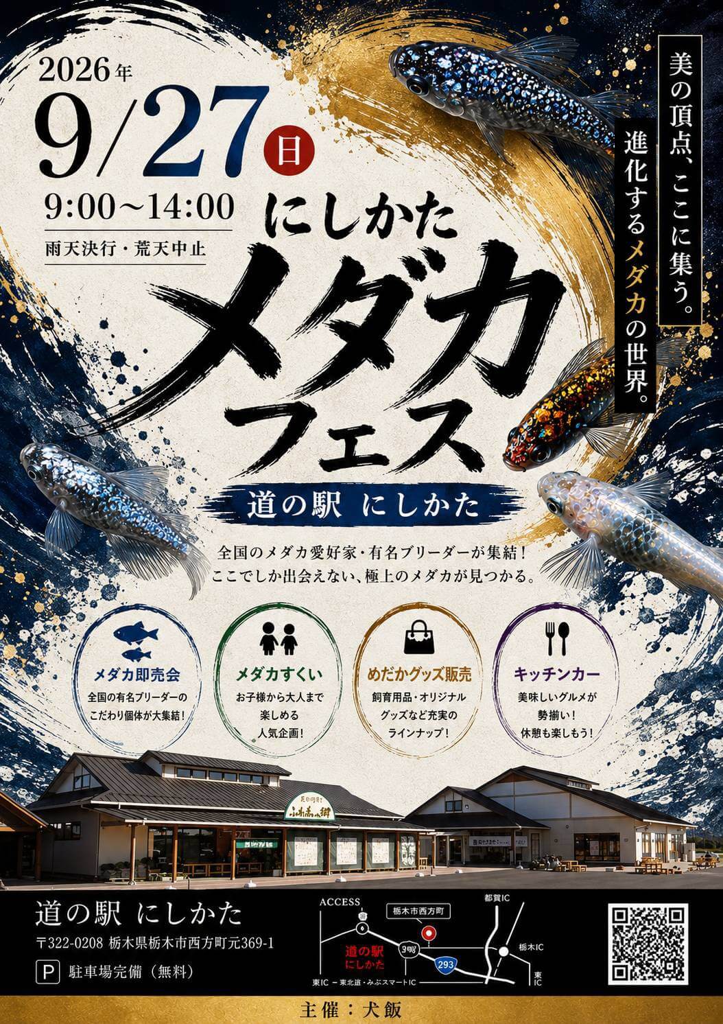 にしかたメダカフェスのフライヤー広告(2026年9月)