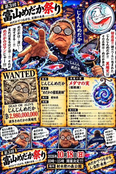富山県:富山めだか祭のフライヤー広告(2026年10月開催)