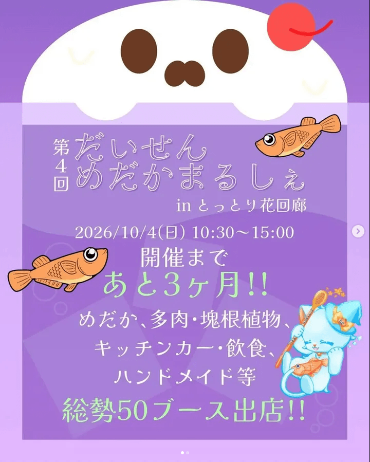 第4回だいせんめだかまるしぇのフライヤー広告(2026年10月開催)