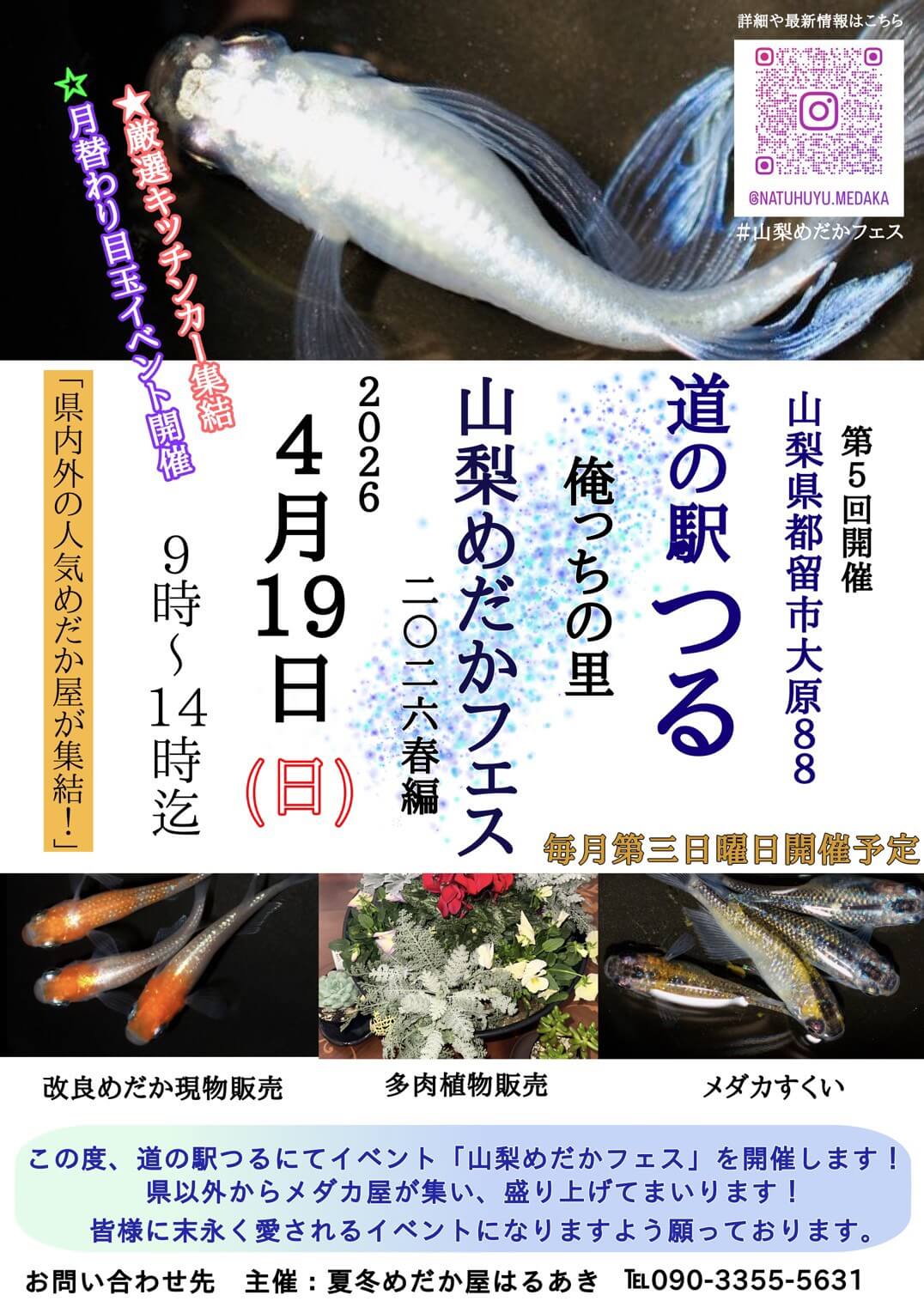 メダカ販売イベントのフライヤー広告(2026年4月