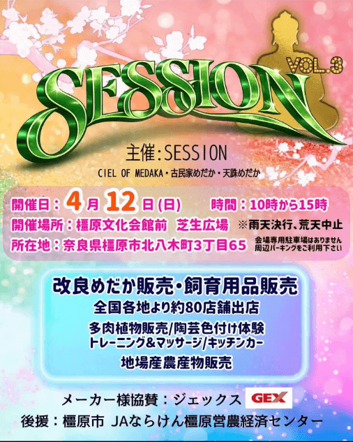 メダカ販売イベントのフライヤー広告(2026年4月