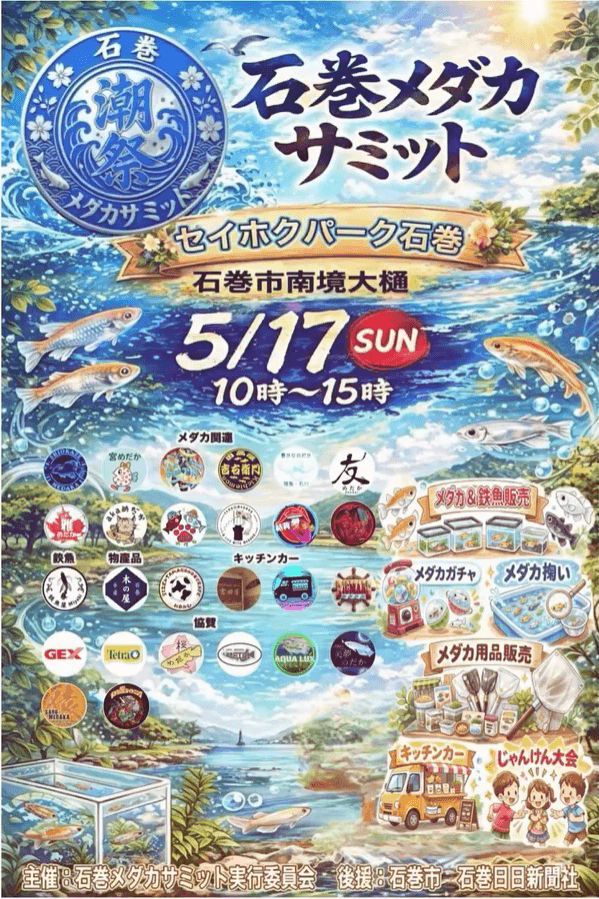 メダカ販売イベントのフライヤー広告(2026年5月