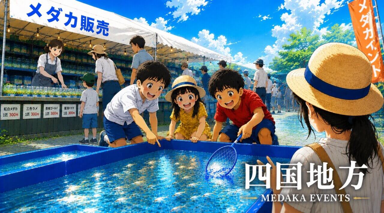 徳島県.愛媛県.高知県.香川県で開催されているメダカイベントのまとめ情報ページ（アイキャッチ画像）