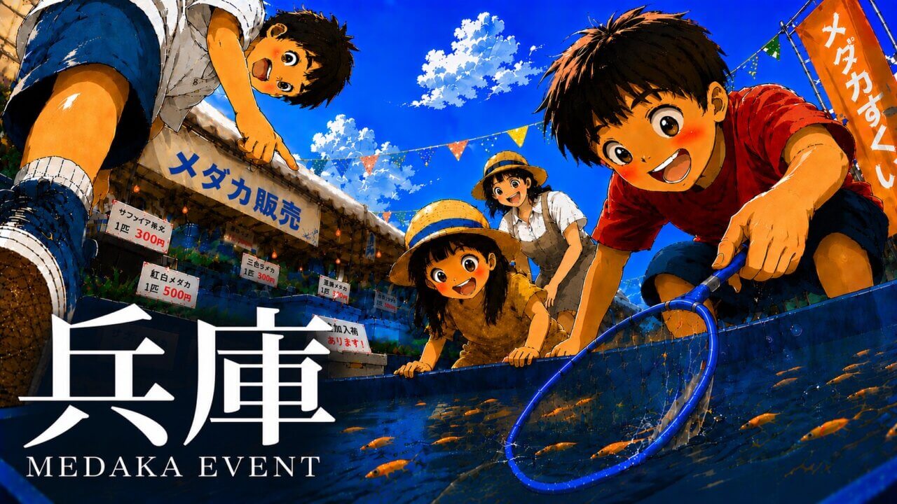 兵庫県で開催するメダカ販売イベントのアイキャッチ画像