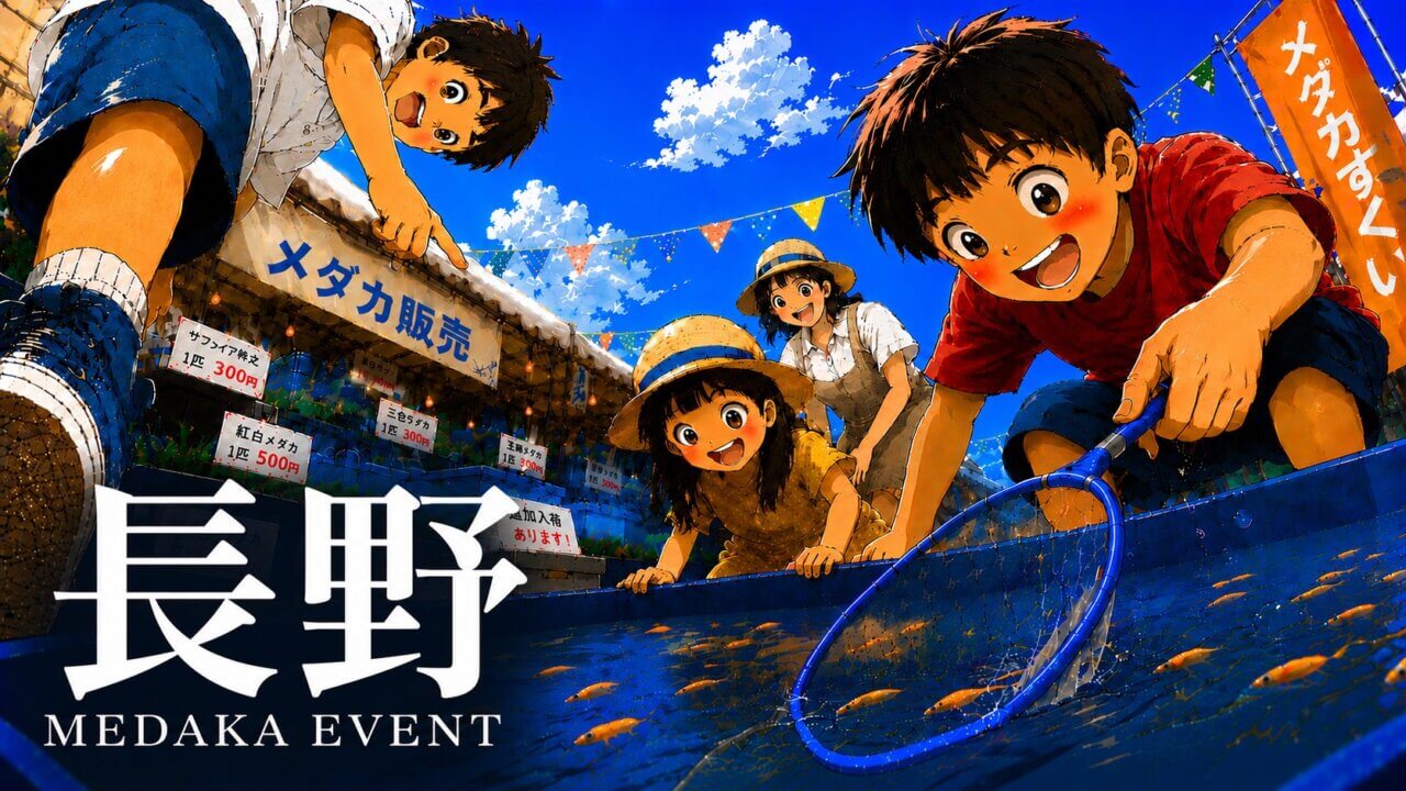 長野県で開催するメダカ販売イベントのアイキャッチ画像
