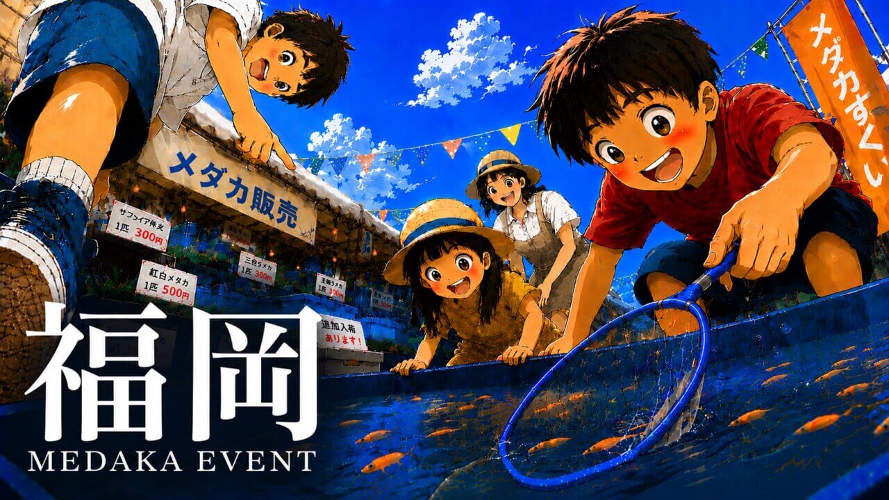 福岡県で開催するメダカ販売イベントのアイキャッチ画像